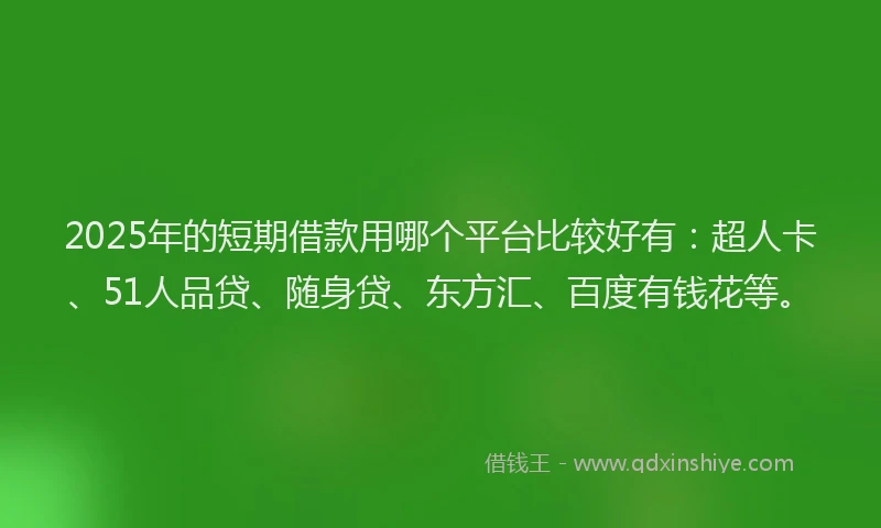 2025年的短期借款用哪个平台比较好有：超人卡、51人品贷、随身贷、东方汇、百度有钱花等。