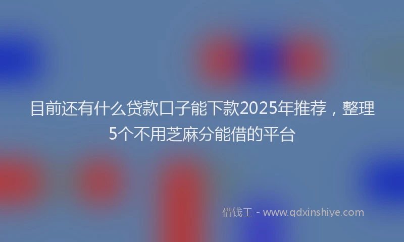 目前还有什么贷款口子能下款2025年推荐，整理5个不用芝麻分能借的平台