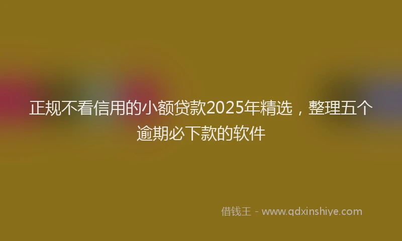 正规不看信用的小额贷款2025年精选，整理五个逾期必下款的软件