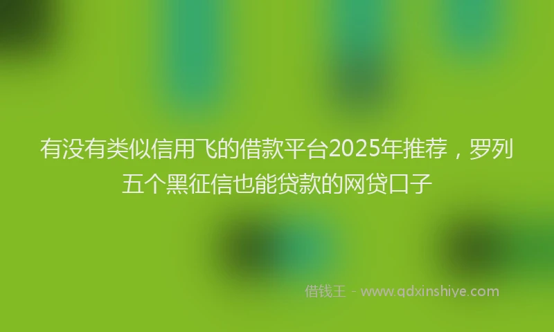 有没有类似信用飞的借款平台2025年推荐，罗列五个黑征信也能贷款的网贷口子