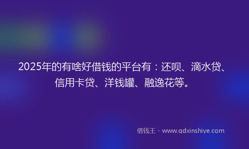 2025年的有啥好借钱的平台有：还呗、滴水贷、信用卡贷、洋钱罐、融逸花等。