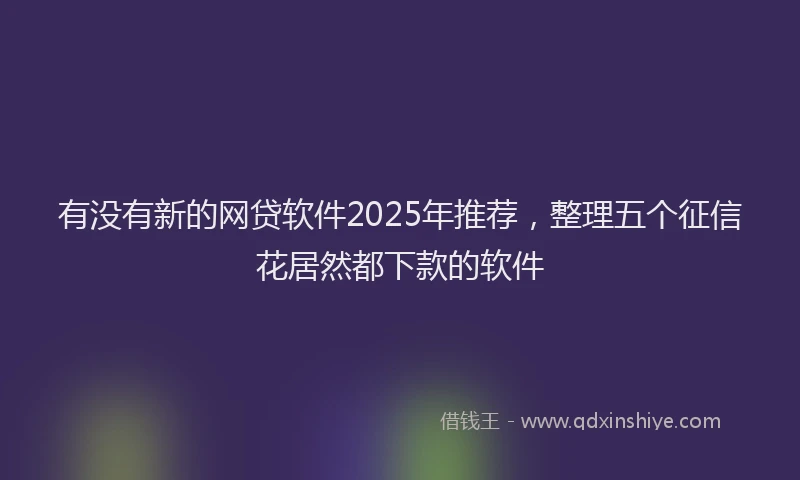 有没有新的网贷软件2025年推荐，整理五个征信花居然都下款的软件