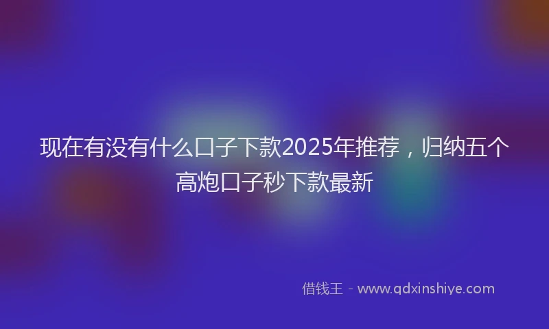 现在有没有什么口子下款2025年推荐，归纳五个高炮口子秒下款最新