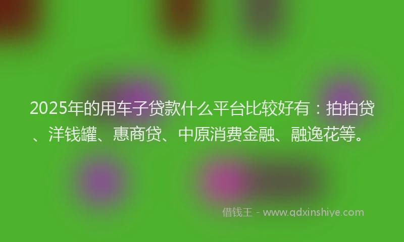 2025年的用车子贷款什么平台比较好有：拍拍贷、洋钱罐、惠商贷、中原消费金融、融逸花等。