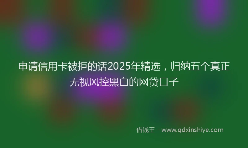 申请信用卡被拒的话2025年精选，归纳五个真正无视风控黑白的网贷口子