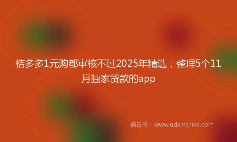 桔多多1元购都审核不过2025年精选，整理5个11月独家贷款的app