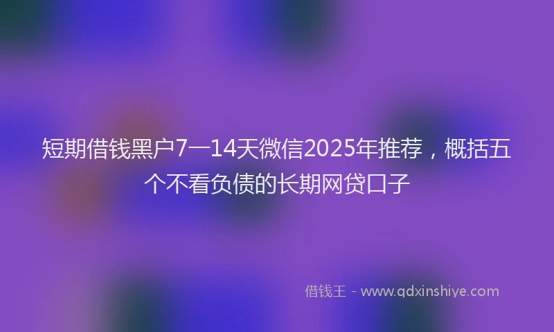 短期借钱黑户7一14天微信2025年推荐，概括五个不看负债的长期网贷口子