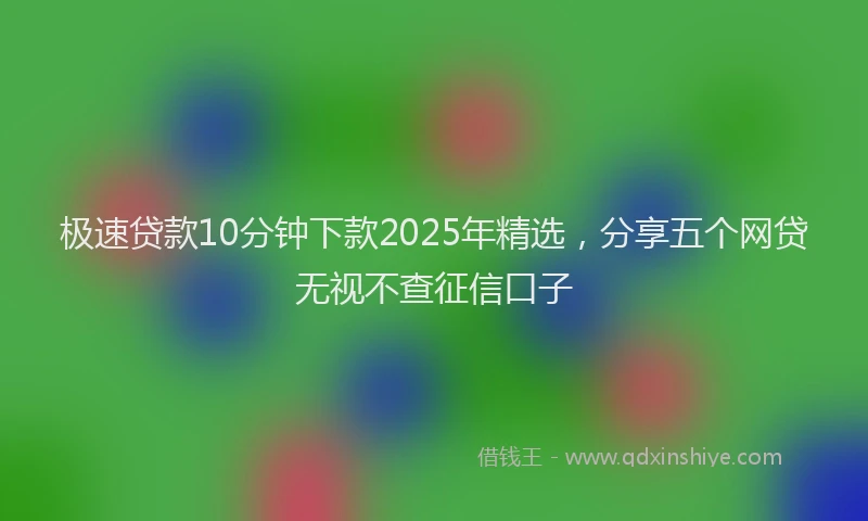 极速贷款10分钟下款2025年精选，分享五个网贷无视不查征信口子