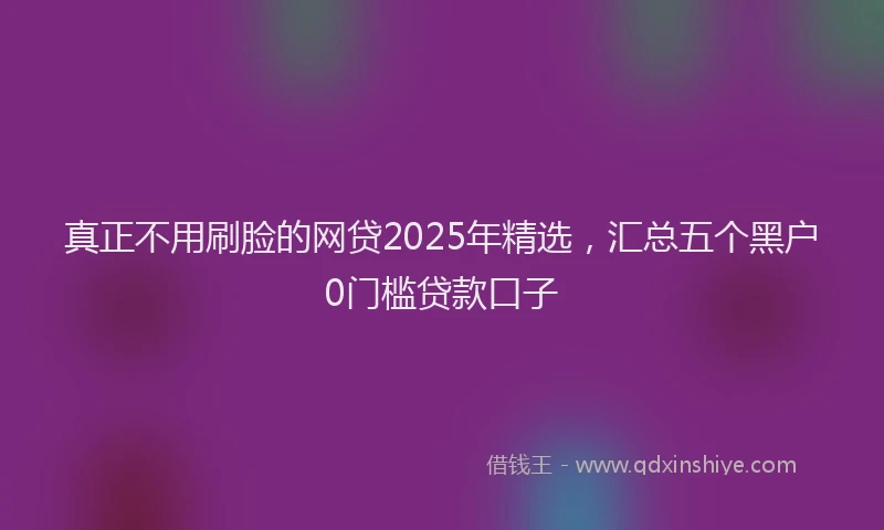 真正不用刷脸的网贷2025年精选，汇总五个黑户0门槛贷款口子