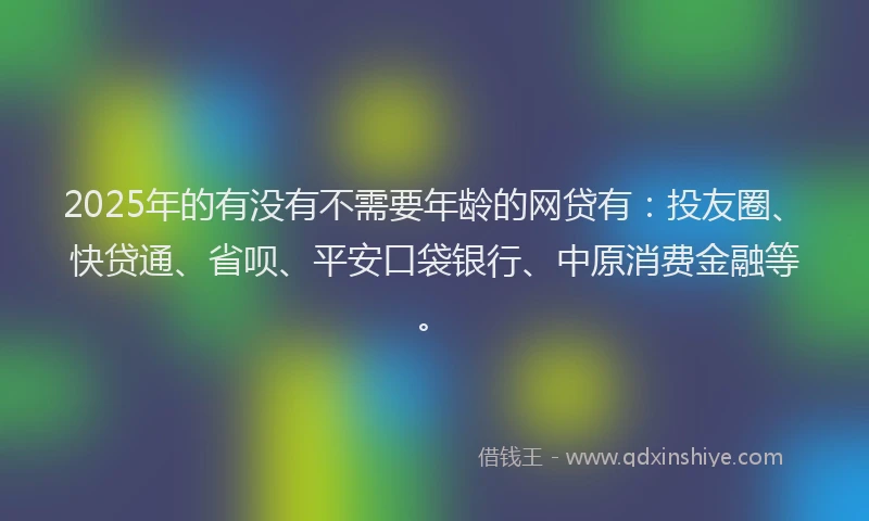 2025年的有没有不需要年龄的网贷有：投友圈、快贷通、省呗、平安口袋银行、中原消费金融等。