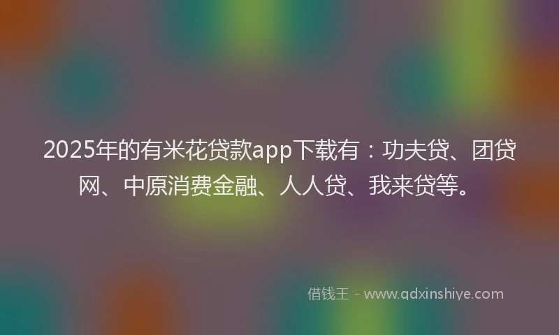 2025年的有米花贷款app下载有：功夫贷、团贷网、中原消费金融、人人贷、我来贷等。