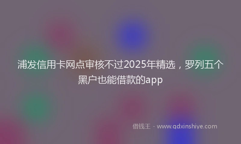 浦发信用卡网点审核不过2025年精选，罗列五个黑户也能借款的app