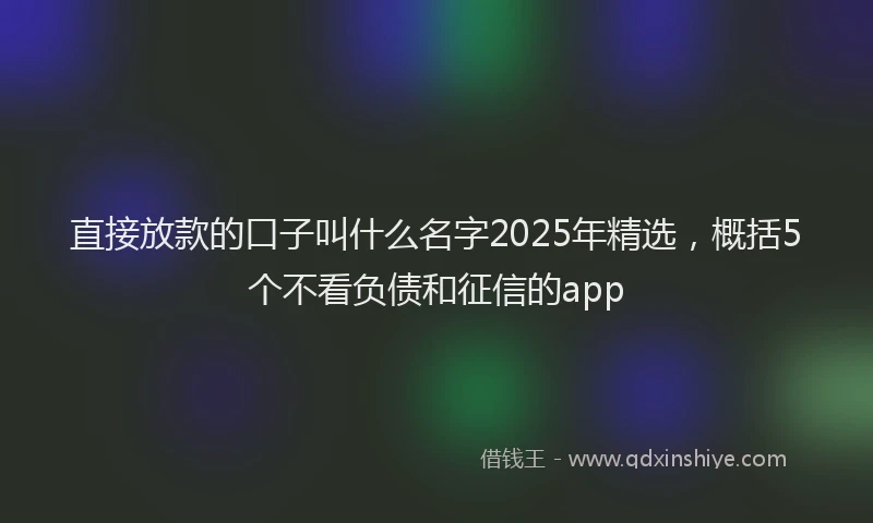 直接放款的口子叫什么名字2025年精选，概括5个不看负债和征信的app