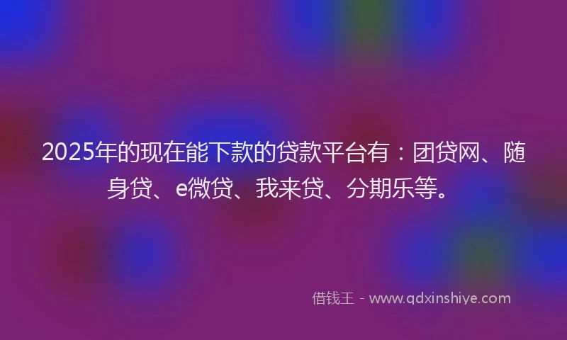 2025年的现在能下款的贷款平台有：团贷网、随身贷、e微贷、我来贷、分期乐等。