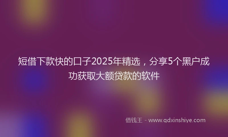 短借下款快的口子2025年精选，分享5个黑户成功获取大额贷款的软件