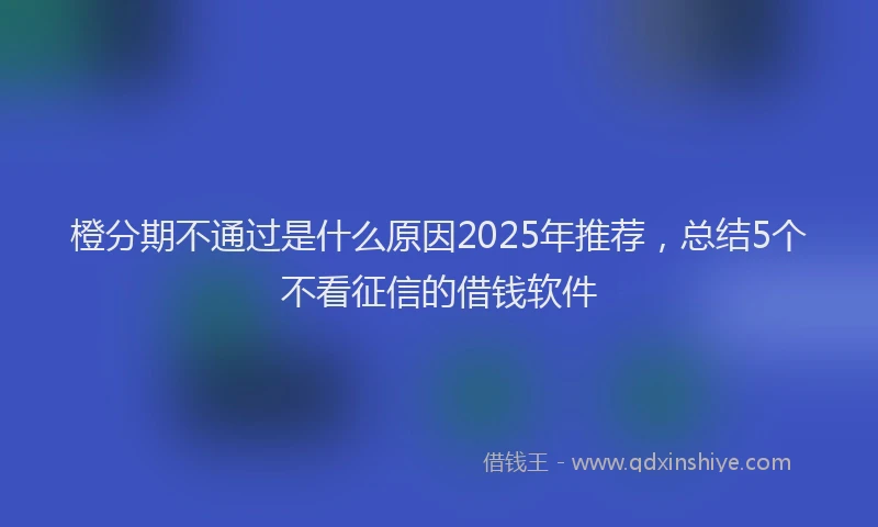 橙分期不通过是什么原因2025年推荐，总结5个不看征信的借钱软件