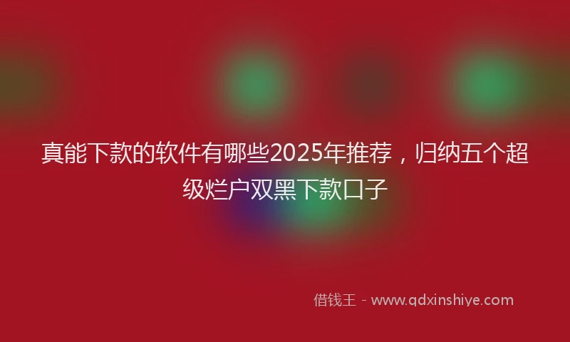 真能下款的软件有哪些2025年推荐，归纳五个超级烂户双黑下款口子