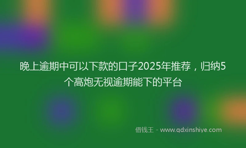 晚上逾期中可以下款的口子2025年推荐，归纳5个高炮无视逾期能下的平台