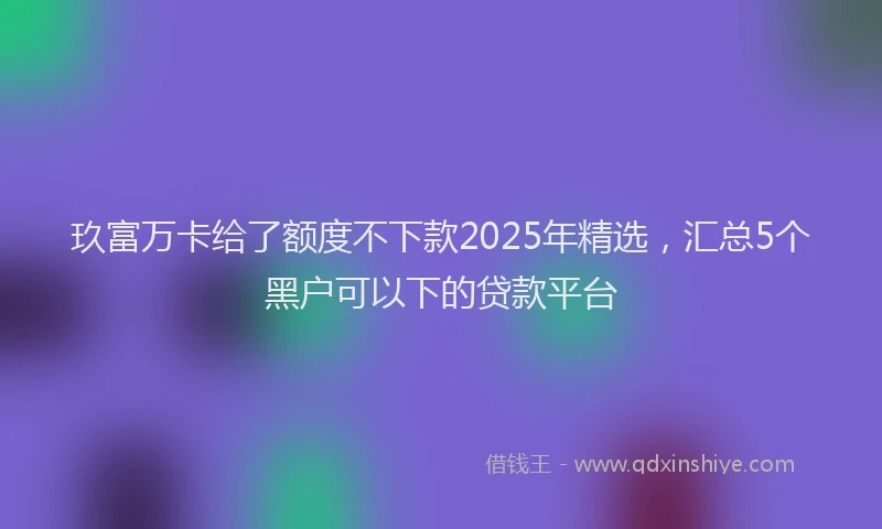 玖富万卡给了额度不下款2025年精选，汇总5个黑户可以下的贷款平台
