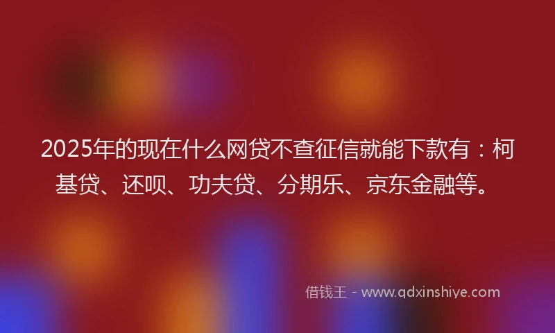 2025年的现在什么网贷不查征信就能下款有：柯基贷、还呗、功夫贷、分期乐、京东金融等。