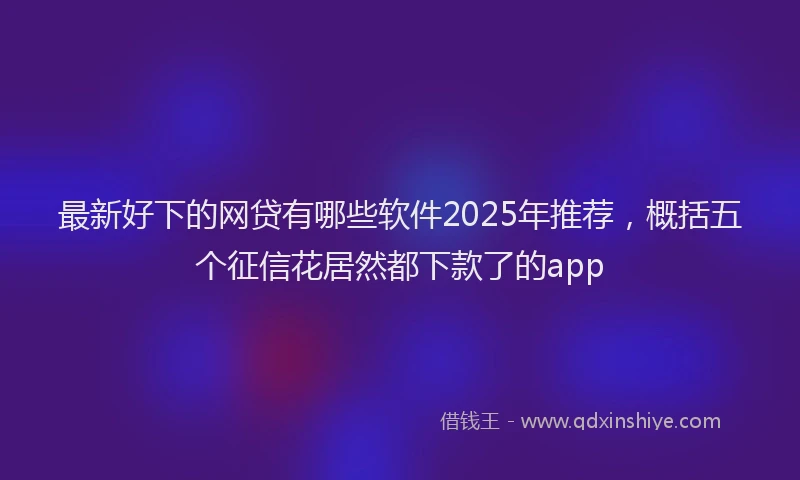 最新好下的网贷有哪些软件2025年推荐，概括五个征信花居然都下款了的app