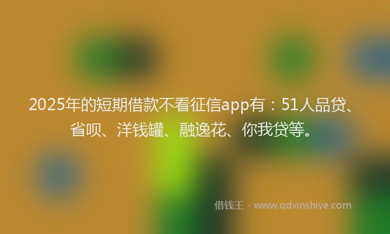 2025年的短期借款不看征信app有：51人品贷、省呗、洋钱罐、融逸花、你我贷等。
