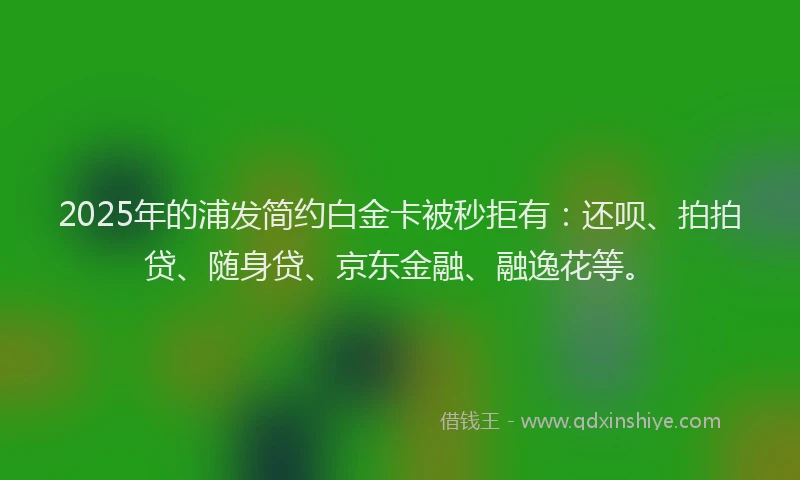 2025年的浦发简约白金卡被秒拒有：还呗、拍拍贷、随身贷、京东金融、融逸花等。