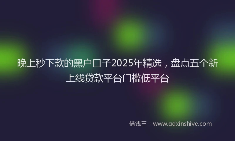 晚上秒下款的黑户口子2025年精选，盘点五个新上线贷款平台门槛低平台