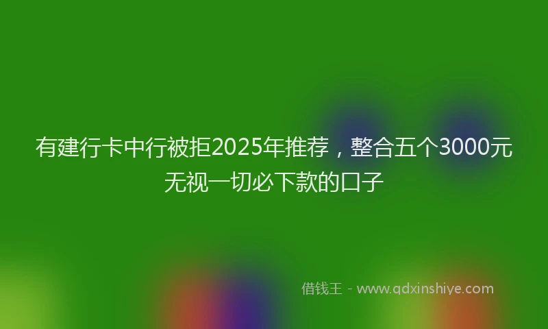 有建行卡中行被拒2025年推荐，整合五个3000元无视一切必下款的口子