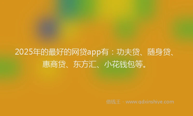 2025年的最好的网贷app有：功夫贷、随身贷、惠商贷、东方汇、小花钱包等。