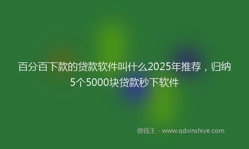 百分百下款的贷款软件叫什么2025年推荐，归纳5个5000块贷款秒下软件