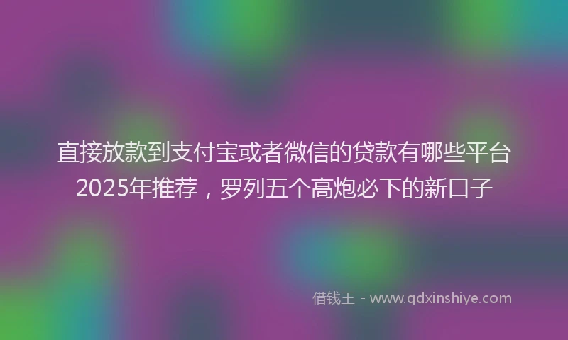 直接放款到支付宝或者微信的贷款有哪些平台2025年推荐，罗列五个高炮必下的新口子