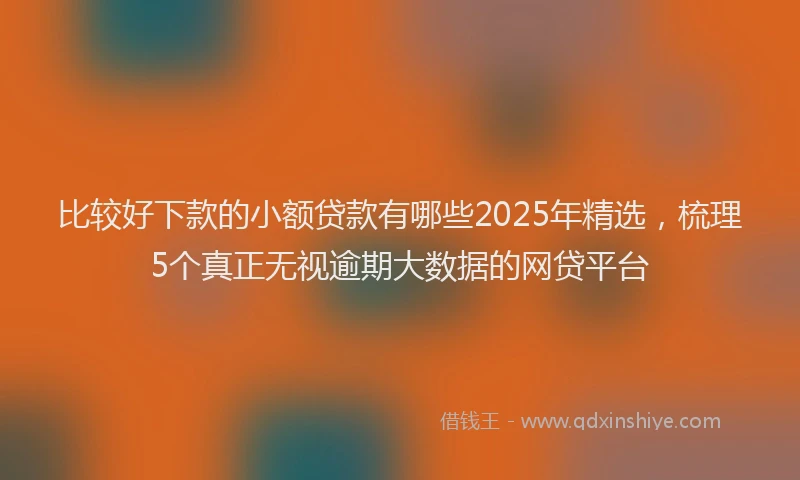 比较好下款的小额贷款有哪些2025年精选，梳理5个真正无视逾期大数据的网贷平台
