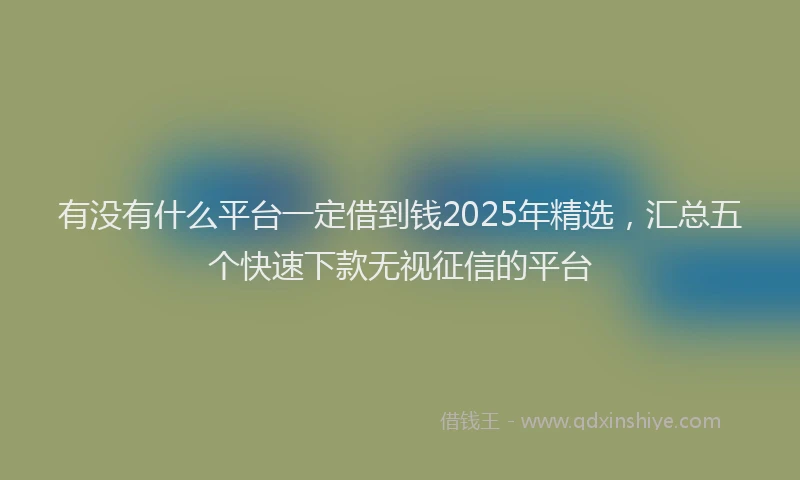 有没有什么平台一定借到钱2025年精选，汇总五个快速下款无视征信的平台