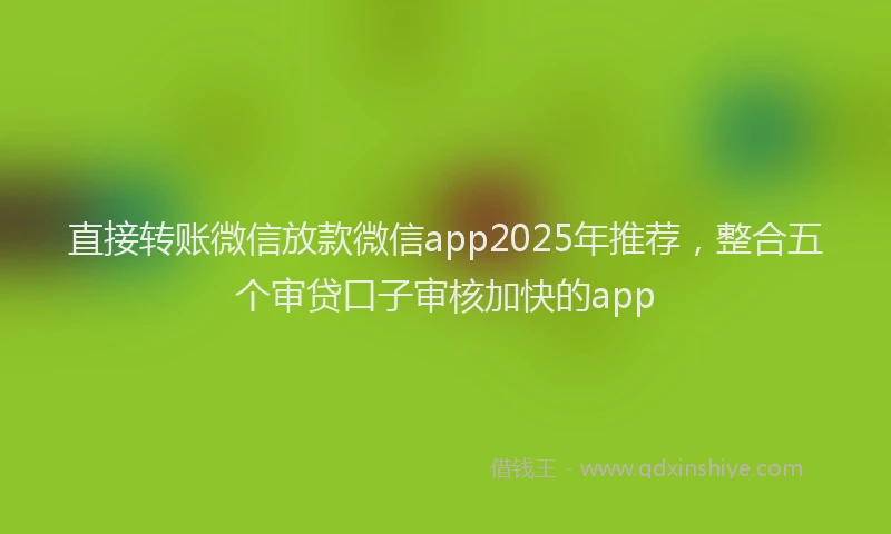 直接转账微信放款微信app2025年推荐，整合五个审贷口子审核加快的app
