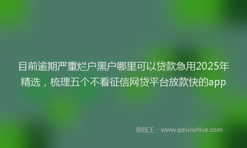 目前逾期严重烂户黑户哪里可以贷款急用2025年精选，梳理五个不看征信网贷平台放款快的app