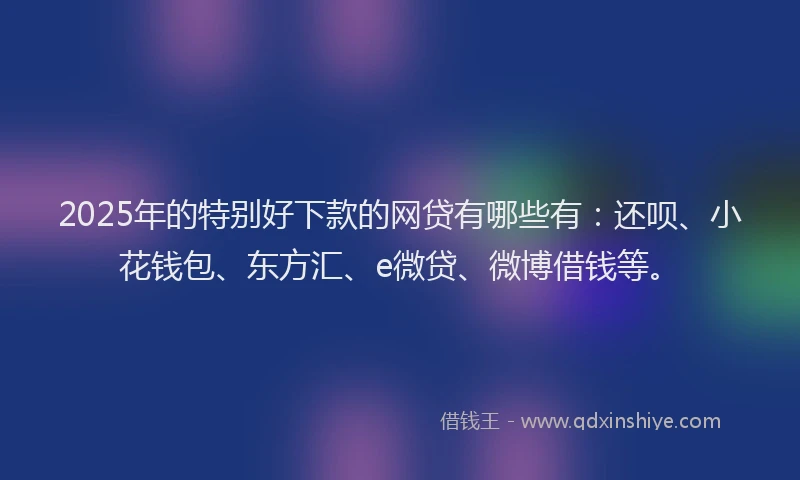 2025年的特别好下款的网贷有哪些有：还呗、小花钱包、东方汇、e微贷、微博借钱等。