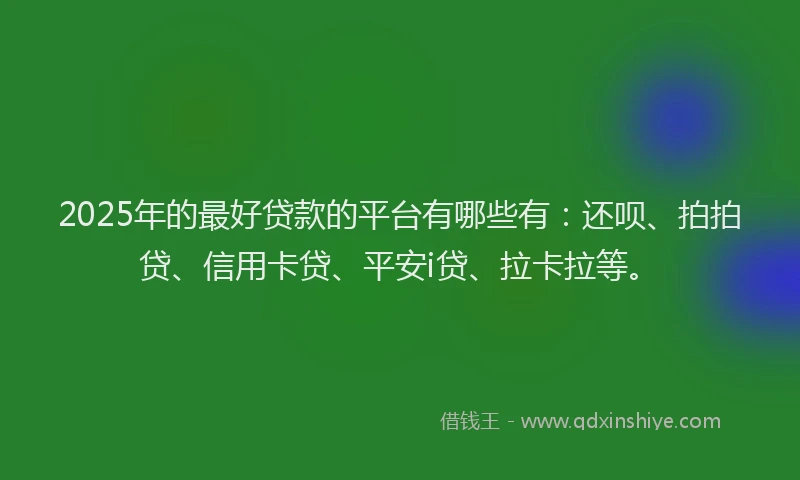 2025年的最好贷款的平台有哪些有：还呗、拍拍贷、信用卡贷、平安i贷、拉卡拉等。