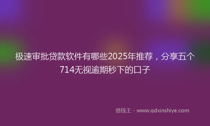 极速审批贷款软件有哪些2025年推荐，分享五个714无视逾期秒下的口子