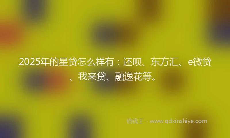 2025年的星贷怎么样有：还呗、东方汇、e微贷、我来贷、融逸花等。