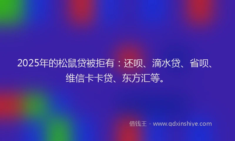 2025年的松鼠贷被拒有：还呗、滴水贷、省呗、维信卡卡贷、东方汇等。