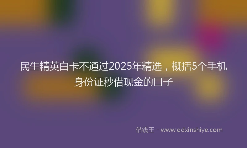 民生精英白卡不通过2025年精选，概括5个手机身份证秒借现金的口子