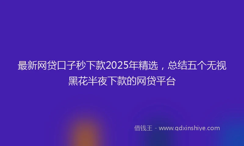 最新网贷口子秒下款2025年精选，总结五个无视黑花半夜下款的网贷平台