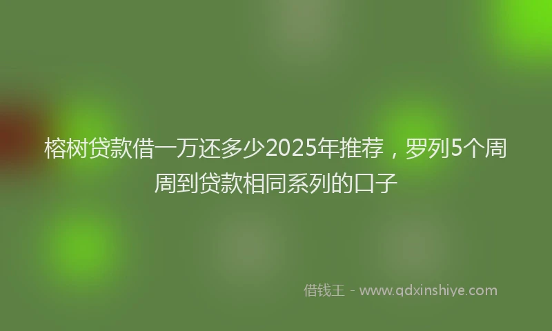 榕树贷款借一万还多少2025年推荐，罗列5个周周到贷款相同系列的口子