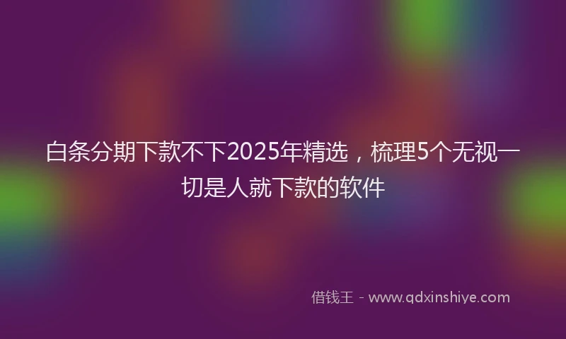 白条分期下款不下2025年精选，梳理5个无视一切是人就下款的软件