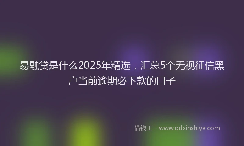 易融贷是什么2025年精选，汇总5个无视征信黑户当前逾期必下款的口子