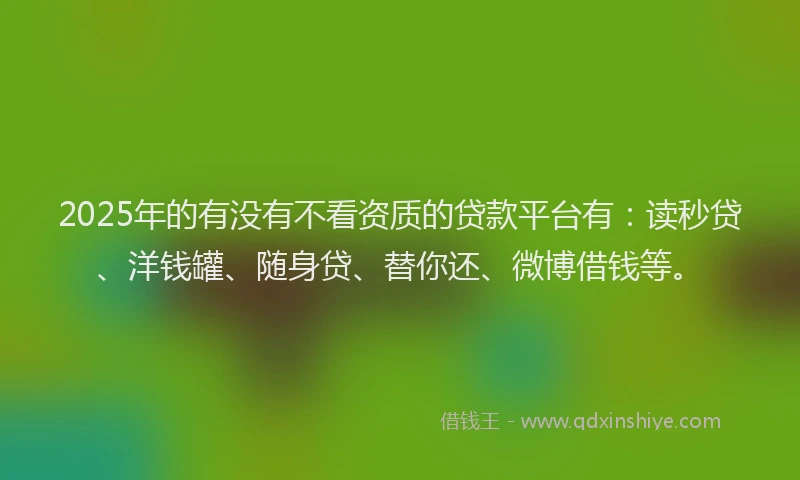 2025年的有没有不看资质的贷款平台有：读秒贷、洋钱罐、随身贷、替你还、微博借钱等。