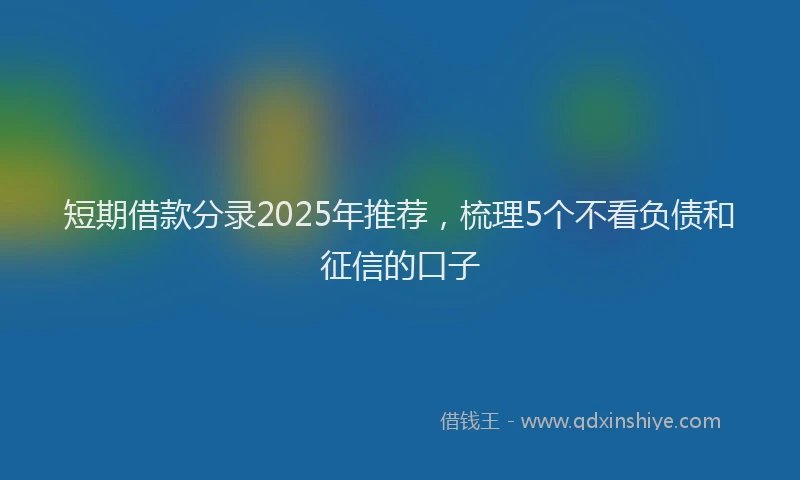 短期借款分录2025年推荐，梳理5个不看负债和征信的口子