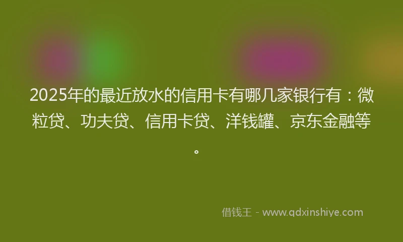 2025年的最近放水的信用卡有哪几家银行有：微粒贷、功夫贷、信用卡贷、洋钱罐、京东金融等。
