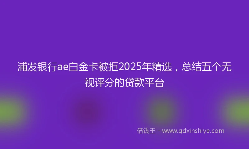 浦发银行ae白金卡被拒2025年精选，总结五个无视评分的贷款平台